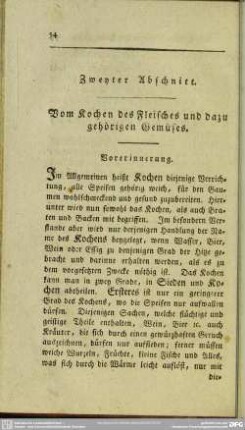 Zweyter Abschnitt. Vom Kochen des Fleisches und dazu gehörigen Gemüses