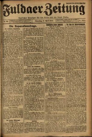 Erste Ausgabe vom Dienstag, den 15. April 1924.