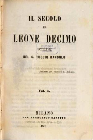 Il secolo di Leone Decimo : Studii, 3