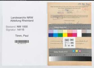 Entnazifizierung Paul Timm, geb. 09.11.1895 (Postsekretaer)