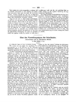 Über den Vorstellungstypus der Schulkinder : Untersuchungen nach der Kraepelinschen Methode ; (Schluß)