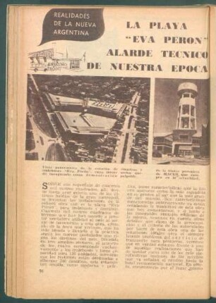 La playa "Eva Perón" alarde técnico de nuestra época : Realidades de la nueva Argentina