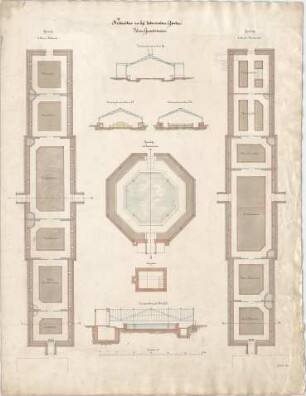 Voit, August von; München; Botanischer Garten - Kleine Gewächshäuser u. Heizhaus (Grundrisse, Schnitte)