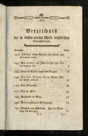 2r-6v, Verzeichniß der in diesem vierten Theile befindlichen Betrachtungen.