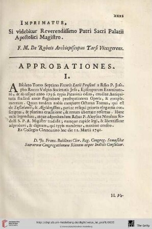 Imprimatur, Si videbitur Reverendissimo Patri Sacri Palatii Apostici Magistro
