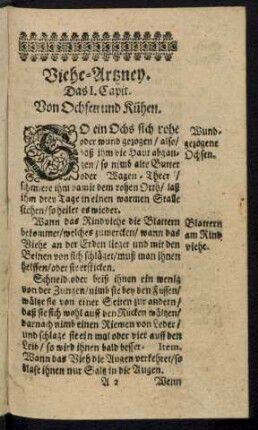 Das I. Capit. Von Ochsen und Kühen.