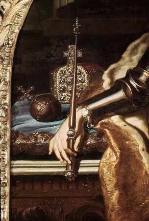 Kaiser Karl VII. im Prunkharnisch mit den Reichsinsignien