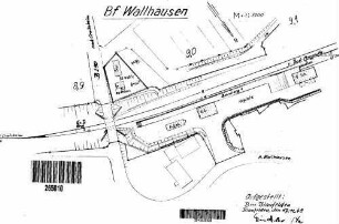 Wallhausen: Empfangsgebäude Verwaltungsgebäude Lageplan (Empf.-,Nebengeb.,Güterschupp.)