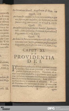 Caput XI. De Providentia Dei.