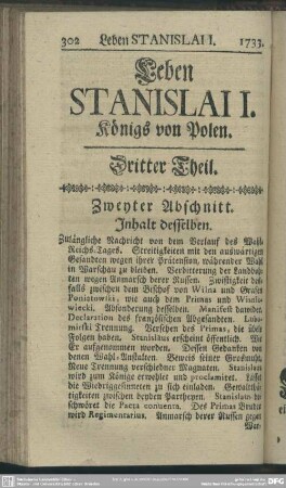 Leben Stanislai I. Königs von Polen. Dritter Theil