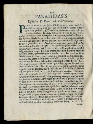 Paraphrasis Epistolae D. Pauli ad Philemonem.