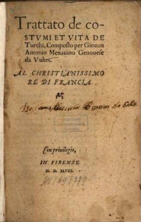 Trattato de costumi et vita de Turchi