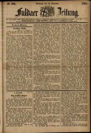 Ausgabe vom Mittwoch, den 12. November 1884.