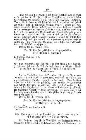 Permanente Repräsentation zur Vertretung der Schulgemeinde als Corporation : [IV. Elementarschulwesen]