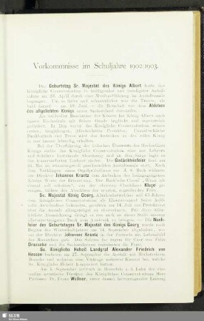 Vorkommnisse im Schuljahre 1902/1903