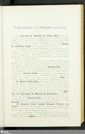Vorkommnisse im Schuljahre 1902/1903