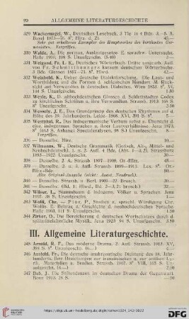 III. Allgemeine Literaturgeschichte (Nr. 345 - 483)