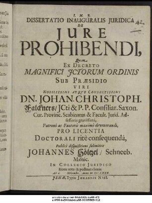 Dissertatio Inauguralis Iuridica De Iure Prohibendi