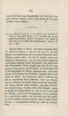 339-342 "Theologia Moralis illustrissimi se reverendissimi" von Alphons de Ligorio