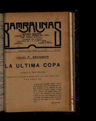 La última copa : comedia en tres episodios