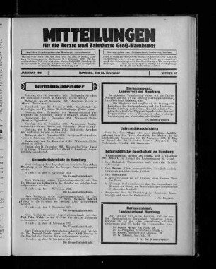 Jahrgang 1931, Hamburg, den 22. November, Nummer 47