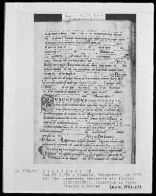 Graduale-Sakramentar-Lektionar — Initiale S(uscepimus), Folio 19verso