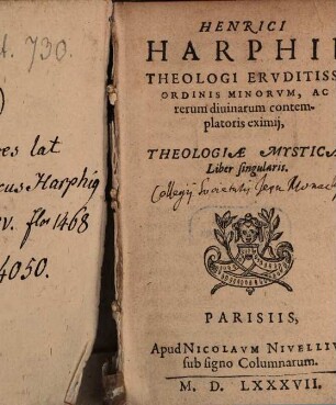 Theologiae mysticae liber ...