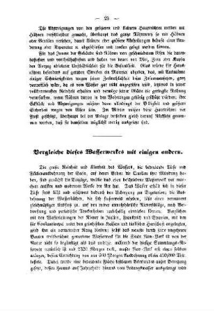 Vergleiche dieses Wasserwerkes mit einigen andern