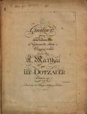 Quatuor : pour 2 violons, alto et violoncelle, obligé ; oeuv. 29