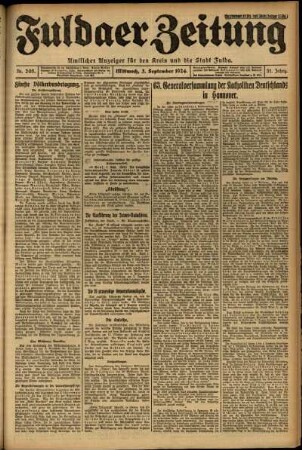 Erste Ausgabe vom Mittwoch, den 03. September 1924.