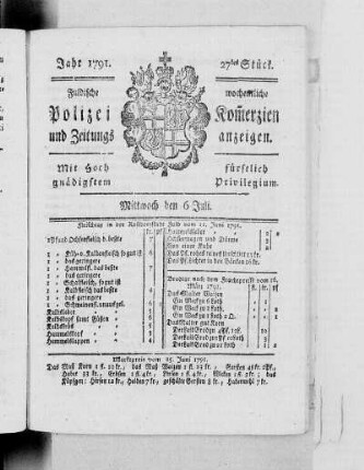 27tes Stück., Ausgabe vom 6. Juli 1791