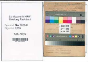 Entnazifizierung Aloys Kalf , geb. 18.06.1885 (Handwerker)
