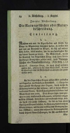 Zweyte Abtheilung. Die Naturgeschichte oder Naturbeschreibung.