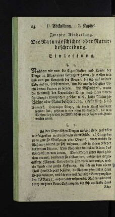 Zweyte Abtheilung. Die Naturgeschichte oder Naturbeschreibung.
