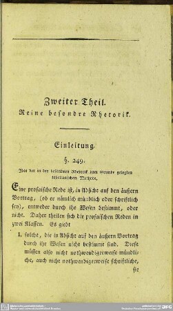 Zweiter Theil. Reine besondre Rhetorik