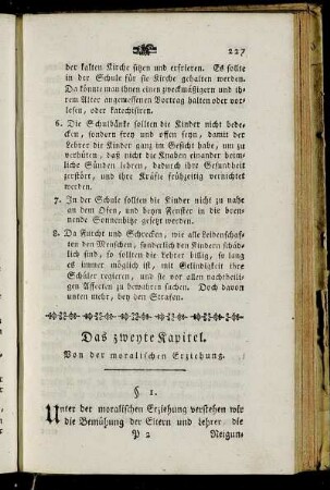 Das zweyte Kapitel. Von der moralischen Erziehung.