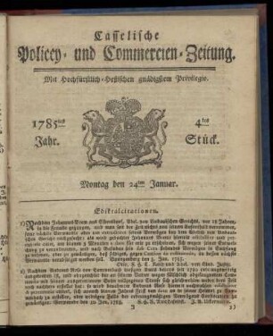 4tes Stueck, Montag den 24ten Januar. 1785