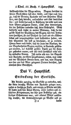 Das V. Hauptstück - Entdeckung der Seeküste.