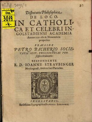 Disputatio Philosophica De Loco