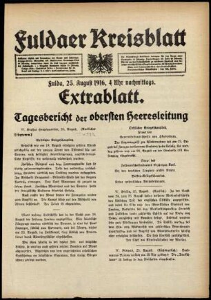 Ausgabe vom Freitag, den 25. August 1916.