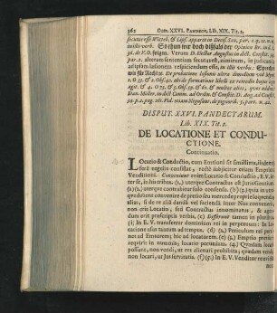Disput. XXVI. De Locatione Et Conductione.