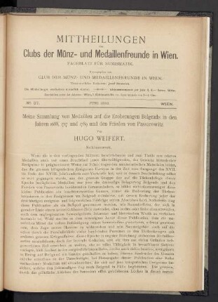 N° 37. Juni 1893. Wien