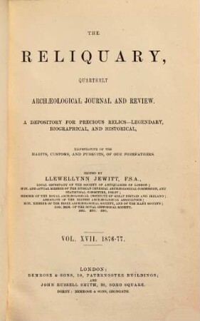 The reliquary : depository for precious relics, legendary, biographical, and historical, 17. 1876/77
