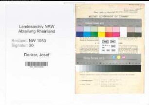 Entnazifizierung Josef Decker , geb. 27.12.1904 (Stadtinspektor)