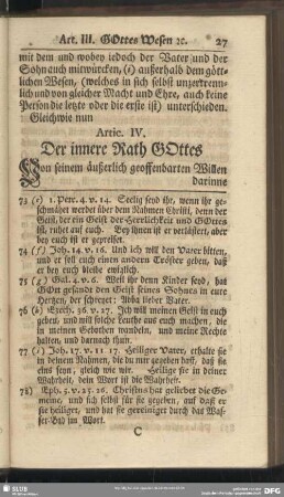 Artic. IV. Der innere Rath Gottes