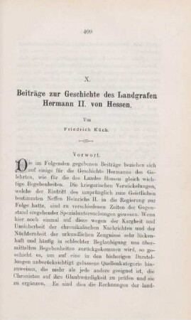 X. Beiträge zur Geschichte des Landgrafen HermannII. von Hessen.