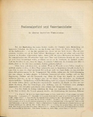 Nationalgefühl und Vaterlandsliebe im älteren deutschen Humanismus