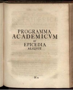 Pragramma Academicum Et Epicedia Aliquot.