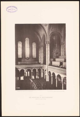 Synagoge, Braunschweig: Innenansicht nach Westen (aus: Öffentliche und Privatgebäude, 1887)