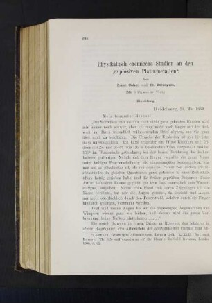 Physikalisch-chemische Studien an den "explosiven Platinmetallen".